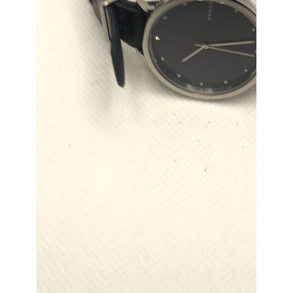 Skagen SKW2582 Women's Black Leather Analog Blue Dial Quartz Genuine Watch OL37 - Picture 5 of 9